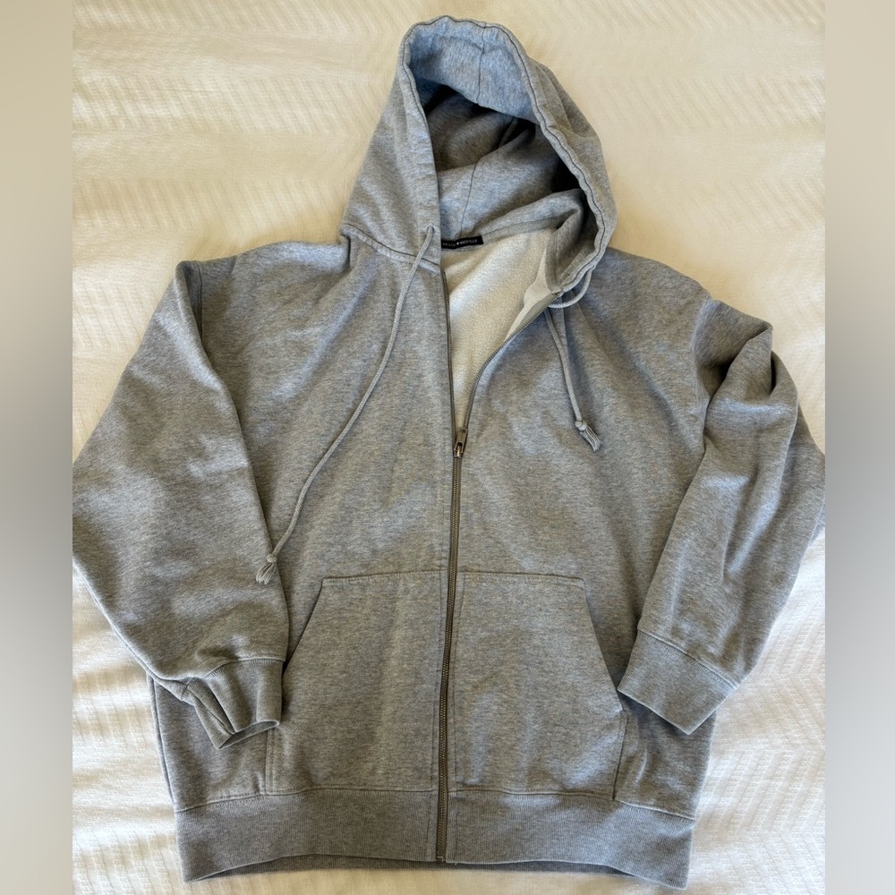 Brandy Melville Gray oversized Zip-Up Sweatshirt
